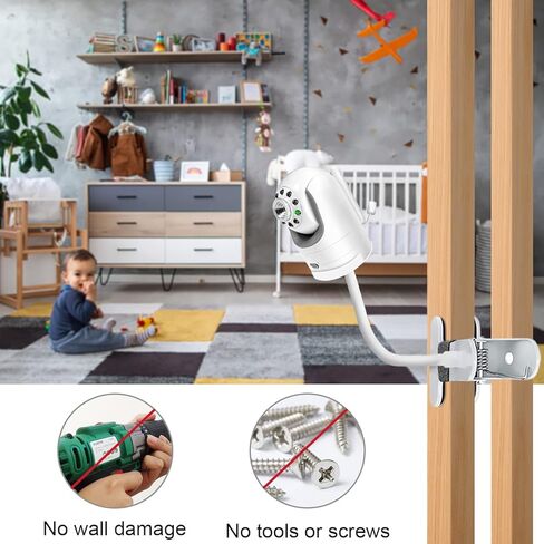 2 حزمة من حامل مراقبة الطفل المرن المشبك متوافق مع بصريات الرضع DXR-8 وDXR-8 Pro Video Baby Monitor حامل شاشات الأطفال لسرير الأطفال وحامل كاميرا الطفل بدون أدوات أو تلف الجدار in Kuwait