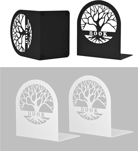 نهايات الكتب المزخرفة، نهايات كتب شجرة الحياة، نهايات الكتب المعدنية للأرفف تعزز تجربة القراءة الخاصة بك، مثالية للاستخدام في المنزل أو المكتب، فكرة هدية مدروسة لديدان الكتب (زوج واحد أبيض + زوج واحد أسود) in Kuwait