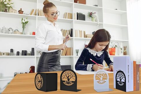 نهايات الكتب المزخرفة، نهايات كتب شجرة الحياة، نهايات الكتب المعدنية للأرفف تعزز تجربة القراءة الخاصة بك، مثالية للاستخدام في المنزل أو المكتب، فكرة هدية مدروسة لديدان الكتب (زوج واحد أبيض + زوج واحد أسود) in Kuwait