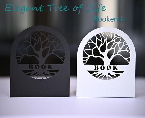 نهايات الكتب المزخرفة، نهايات كتب شجرة الحياة، نهايات الكتب المعدنية للأرفف تعزز تجربة القراءة الخاصة بك، مثالية للاستخدام في المنزل أو المكتب، فكرة هدية مدروسة لديدان الكتب (زوج واحد أبيض + زوج واحد أسود) in Kuwait