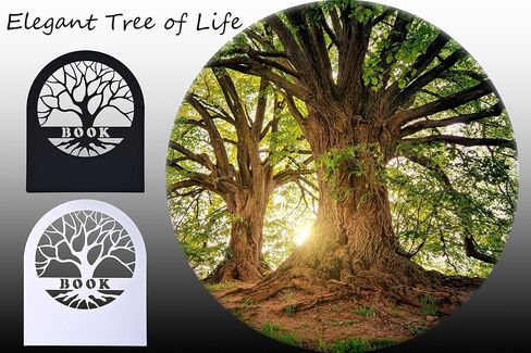 نهايات الكتب المزخرفة، نهايات كتب شجرة الحياة، نهايات الكتب المعدنية للأرفف تعزز تجربة القراءة الخاصة بك، مثالية للاستخدام في المنزل أو المكتب، فكرة هدية مدروسة لديدان الكتب (زوج واحد أبيض + زوج واحد أسود) in Kuwait