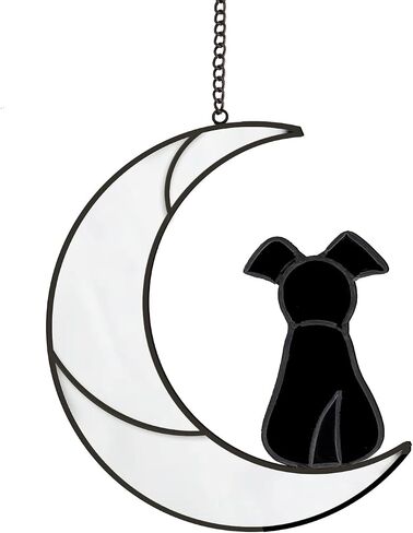 Dog Memorial Gifts for Loss of Dog Sympathy Gift, Stained Glass Dog on Moon Window Hanging Suncatcher Decor Pet Sympathy Gifts for Dogs Pet Memorial Gifts for Dog Lovers Pet Loss Gifts in Saudi Arabia
