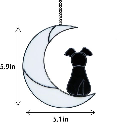 Dog Memorial Gifts for Loss of Dog Sympathy Gift, Stained Glass Dog on Moon Window Hanging Suncatcher Decor Pet Sympathy Gifts for Dogs Pet Memorial Gifts for Dog Lovers Pet Loss Gifts in Saudi Arabia