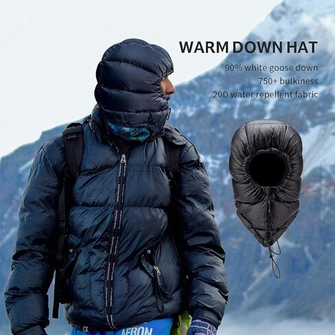 Naturehike الشتاء أسفل غطاء محرك السيارة في الهواء الطلق يندبروف أسفل قبعة دافئة أوزة أسفل قبعة للمشي لمسافات طويلة التزلج ركوب الدراجات (أسود) in Saudi Arabia