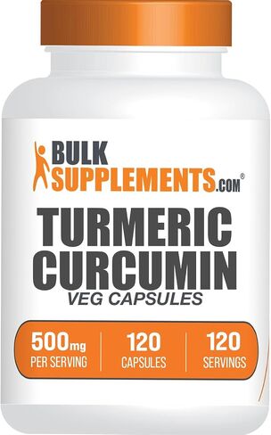BulkSupplements.com Turmeric 500mg Extract Capsules - Curcumin Supplements, Turmeric Curcumin Capsules - Gluten Free, 1 Capsule per Serving, 120 Veg Capsules (Pack of 1) in Saudi Arabia
