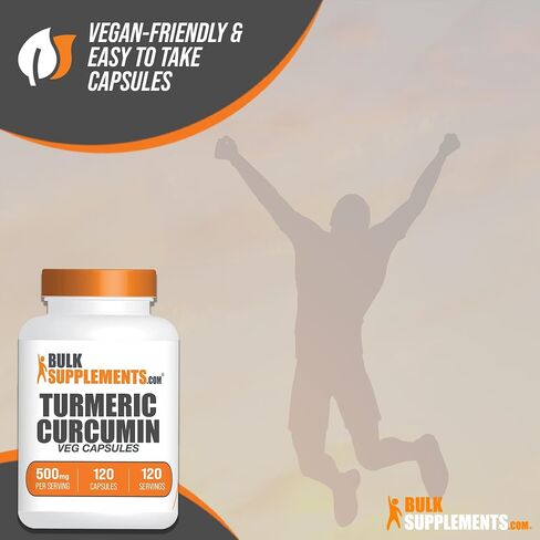BulkSupplements.com Turmeric 500mg Extract Capsules - Curcumin Supplements, Turmeric Curcumin Capsules - Gluten Free, 1 Capsule per Serving, 120 Veg Capsules (Pack of 1) in Saudi Arabia