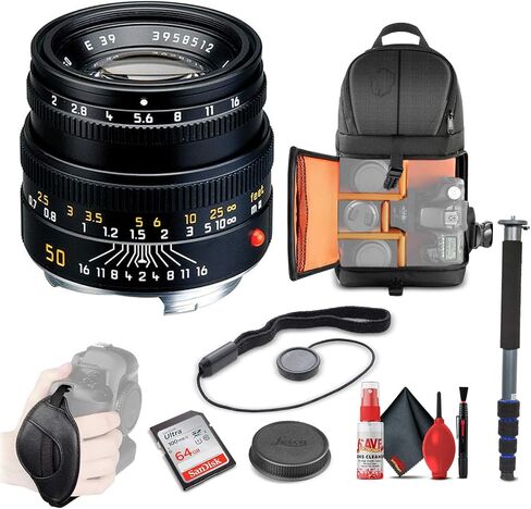 عدسة Leica Summicron-M مقاس 50 مم f/2 (11826) + بطاقة ذاكرة سعة 64 جيجابايت + حقيبة ظهر + حامل أحادي الحجم كامل الحجم + مجموعة تنظيف + حافظة غطاء + حزام يد in Saudi Arabia
