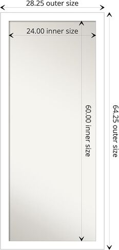 Amanti Art Wall Mirror Full Length Mirror (64.5 x 28.5 in.) Full Body Mirror, Mosaic White Floor Mirror Full Length Mirror for Bedroom or Living Room Decor, White Mirror, Casual Mirror from WI, USA in Kuwait