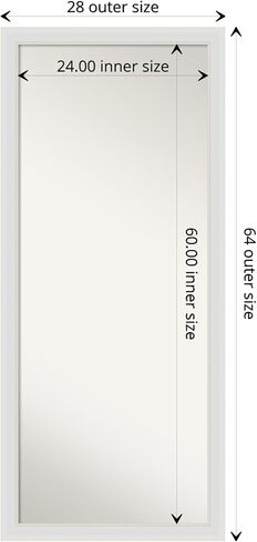 Amanti Art Wall Mirror Full Length Mirror (64.5 x 28.5 in.) Full Body Mirror, Mosaic White Floor Mirror Full Length Mirror for Bedroom or Living Room Decor, White Mirror, Casual Mirror from WI, USA in Saudi Arabia