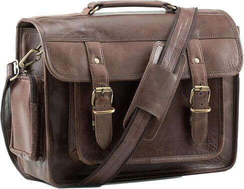 Handmade World Full Grain Buffalo Leather Camera Bag Messenger Satchel Briefcase DSLR Mirrorless SLR Camera Bag Case 13 inch Removable Camera Padding (Brown) in Kuwait