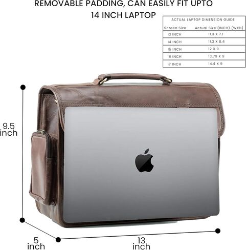 Handmade World Full Grain Buffalo Leather Camera Bag Messenger Satchel Briefcase DSLR Mirrorless SLR Camera Bag Case 13 inch Removable Camera Padding (Brown) in Kuwait