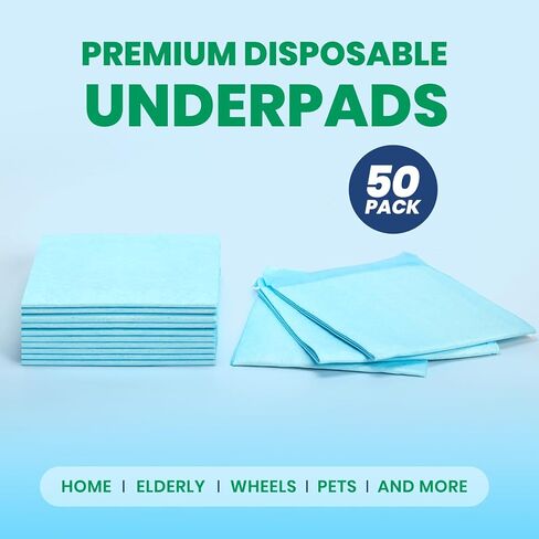 Chucks Pads Disposable [50-Pack] Underpads 28x34 Incontinence Chux Pads Absorbent Polymer Protective Bed Pads, Pee Pads for Kids, Adults & Elderly, Leak Proof (Large-100 PCS) in Kuwait