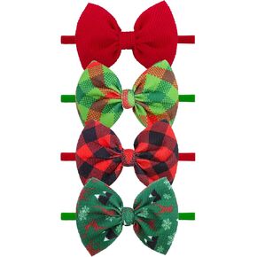 YanJie عيد الميلاد طفل الفتيات عصابات المواليد الجدد الانحناء سانتا المطبوعة النايلون عقال الأحمر الأخضر الشعر الانحناء للفتيات اليدوية الوليد العصابات الشعر يهتف القوس هدية عيد الميلاد in Kuwait