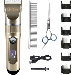 كوسي ماكينة حلاقة شعر الكلاب اللاسلكية القابلة لاعادة الشحن بسرعتين، ماكينة حلاقة شعر الحيوانات الاليفة منخفضة الضوضاء ومقاومة للماء، اداة حلاقة شعر الحيوانات مع مقص in Kuwait