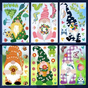 UOMNICUE Spring Gnome Window Clings, 9 Sheets Double Sided Colorful Faceless Gnome Butterfly Bee Birds Flowers Window Decals Stickers for Home Classroom Spring Holiday Party Supplies Glass Decoration in Kuwait