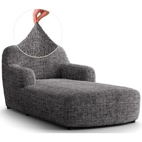 PAULATO BY GA.I.CO. Chaise Lounge Cover - Lounge Chair Sofa Slipcover- Printed Covers - 1-piece Form Fit Stretch Furniture Slipcover - Microfibra Print Collection - Graffio Grey (Chaise Lounge)