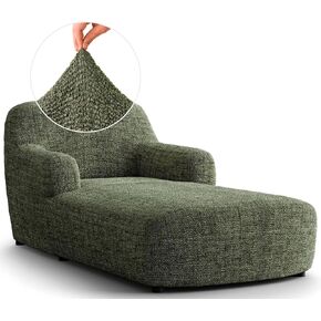 PAULATO BY GA.I.CO. Chaise Lounge Cover - Lounge Chair Sofa Slipcover- Printed Covers - 1-piece Form Fit Stretch Furniture Slipcover - Microfibra Print Collection - Graffio Grey (Chaise Lounge) in Kuwait