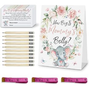 كم هو حجم لعبة استحمام الطفل بطن الأم، مجموعة ديكور لعبة استحمام الطفل على شكل فيل وردي وردي (علامة واحدة + 50 بطاقة + 3 أشرطة قياس + 10 أقلام رصاص) in Kuwait