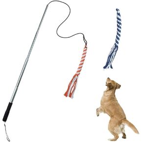 ايجوجو لعبة القطب اللعوب للكلاب والحيوانات الاليفة قابلة للتمديد، عصا مغازلة مع حبلين قطنيين، لعبة تفاعلية للكلاب الصغيرة والمتوسطة والكبيرة للتدريب في الهواء الطلق واللعب والسحب in Kuwait