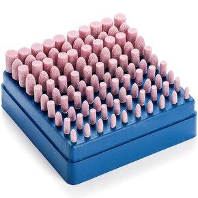 Coloch 100 Pieces Abrasive Stone Points with Plastic Box, Polishing Mounted Grinding Head Wheel Tool Kit Sanding Drill Bits Electric Grinding Accessories for Rotary Tool, Pink in Kuwait