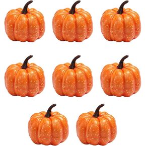 RONRONS 8 Pieces Artificial Pumpkin for Halloween Decorations, White Realistic Fake Pumpkins, Yellow Lifelike Artificial Vegetables Pumpkin Table Decor for Farmhouse Indoor Outdoor Props Supplies in Kuwait