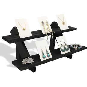 Auroal 4 Tier Earring Display Stands For Selling, Retail Display Riser Earring, Ring Holder Stand, Removable Countertop Small Merchandise Display Stand, for Figures,Cupcake, Photo (Brown Color)