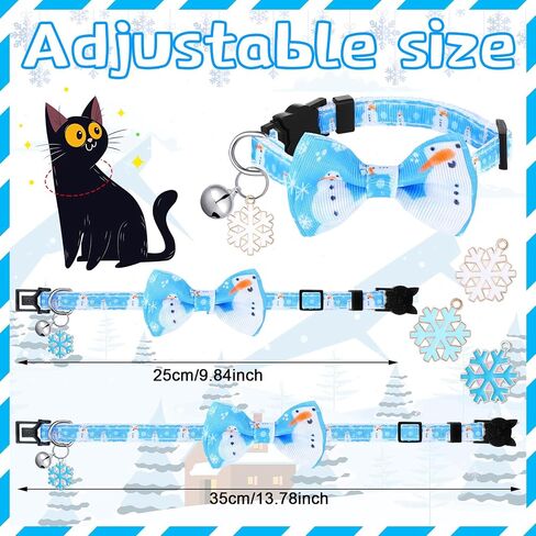 Abbylike 6 Pieces Winter Cat Collar with Bow Tie and Bell Adjustable Snowflake Pendant Cute Cat Collar Christmas Cat Collar Accessories Kitty Collars for Female Girl Cats Male Boy Cat Gifts (Small) in Saudi Arabia