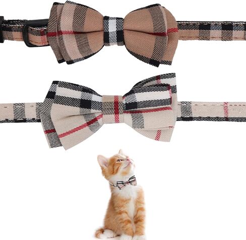 مجموعة اطواق القطط من قطعتين، طوق للحيوانات الاليفة قابل للفصل مع ربطة عنق وجرس لطيف قابل للفصل، ناعم ومريح للقطط الصغيرة وبعض الجراء، قابل للتعديل من 7.87-11 انش in Kuwait