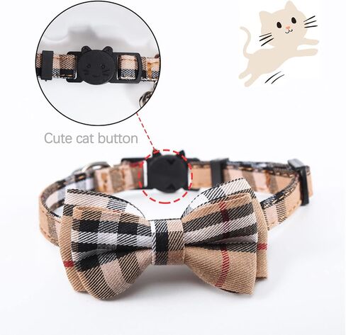 مجموعة اطواق القطط من قطعتين، طوق للحيوانات الاليفة قابل للفصل مع ربطة عنق وجرس لطيف قابل للفصل، ناعم ومريح للقطط الصغيرة وبعض الجراء، قابل للتعديل من 7.87-11 انش in Kuwait
