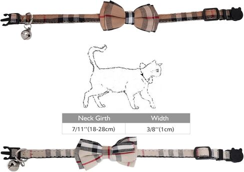 مجموعة اطواق القطط من قطعتين، طوق للحيوانات الاليفة قابل للفصل مع ربطة عنق وجرس لطيف قابل للفصل، ناعم ومريح للقطط الصغيرة وبعض الجراء، قابل للتعديل من 7.87-11 انش in Kuwait