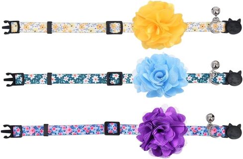 Lamphyface 2 Pack Cat Collar Floral with Bell and Removable Flower Breakaway Adjustable for Cats Kitten in Saudi Arabia