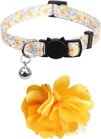 Lamphyface 2 Pack Cat Collar Floral with Bell and Removable Flower Breakaway Adjustable for Cats Kitten in Saudi Arabia