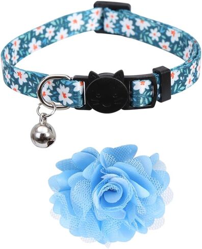 Lamphyface 2 Pack Cat Collar Floral with Bell and Removable Flower Breakaway Adjustable for Cats Kitten in Saudi Arabia