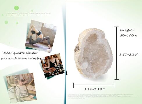 بلورات XIANNVXI وأحجار الشفاء الكوارتز الشفاف الجيود الطبيعي الخام الحقيقي الريكي مجموعة الطاقة الروحية الخام غير النظامية الأحجار الكريمة بلورات كبيرة لديكور مكتب المنزل والمكتب 50 جرام - 100 جرام in Kuwait