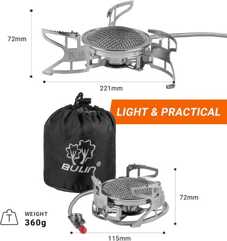 Bulin التخييم موقد الغاز الموقد 6800W قابل للتعديل 3 الشعلات خفيفة يندبروف الظهر موقد المحمولة البروبان موقد مواقد التخييم للتخييم المشي لمسافات طويلة على ظهره في الهواء الطلق in Kuwait