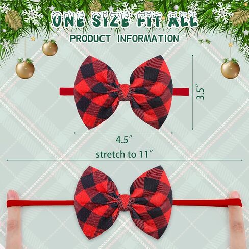 YanJie عيد الميلاد طفل الفتيات عصابات المواليد الجدد الانحناء سانتا المطبوعة النايلون عقال الأحمر الأخضر الشعر الانحناء للفتيات اليدوية الوليد العصابات الشعر يهتف القوس هدية عيد الميلاد in Kuwait