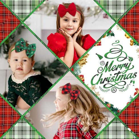 YanJie عيد الميلاد طفل الفتيات عصابات المواليد الجدد الانحناء سانتا المطبوعة النايلون عقال الأحمر الأخضر الشعر الانحناء للفتيات اليدوية الوليد العصابات الشعر يهتف القوس هدية عيد الميلاد in Kuwait