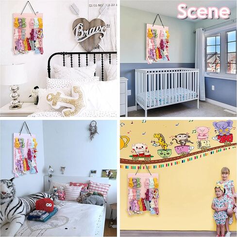 منظم تخزين عصابات الرأس المعلقة للفتيات الصغيرات من PACMAXI، حامل عصابات رأس وأقواس لحديثي الولادة (10 أشرطة كبس + 18 مشبك، وردي) in Kuwait