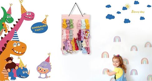 منظم تخزين عصابات الرأس المعلقة للفتيات الصغيرات من PACMAXI، حامل عصابات رأس وأقواس لحديثي الولادة (10 أشرطة كبس + 18 مشبك، وردي) in Kuwait