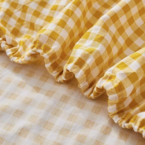 Brandream Baby Girl Crib Sheet Yellow Plaid Fitted Sheet Breathable Soft Standard Size Crib Mattress Sheet for Newborn Infant,100% Cotton in Saudi Arabia