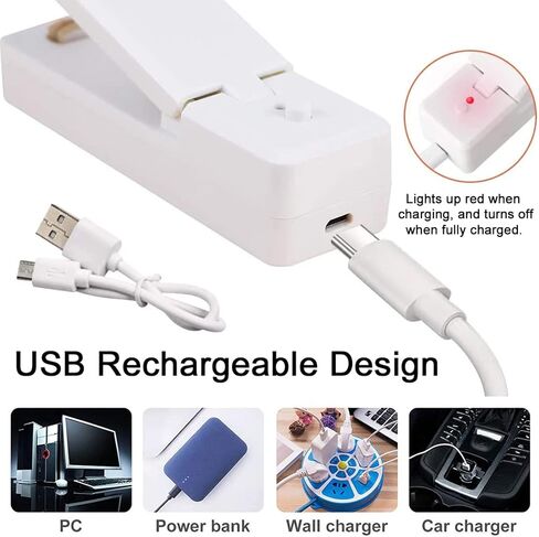 اداة اغلاق اكياس صغيرة محمولة قابلة لاعادة الشحن بتفريغ الهواء، 2 في 1، اداة اغلاق حرارية محمولة 2 في 1 للاكياس البلاستيكية وتخزين الطعام الطازج، البطارية متضمنة in Kuwait