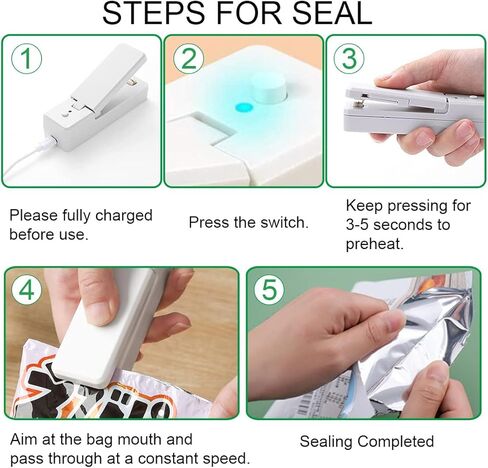 اداة اغلاق اكياس صغيرة محمولة قابلة لاعادة الشحن بتفريغ الهواء، 2 في 1، اداة اغلاق حرارية محمولة 2 في 1 للاكياس البلاستيكية وتخزين الطعام الطازج، البطارية متضمنة in Kuwait