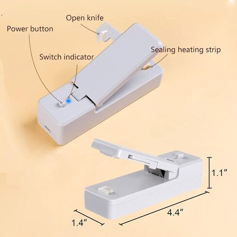 اداة اغلاق اكياس صغيرة محمولة قابلة لاعادة الشحن بتفريغ الهواء، 2 في 1، اداة اغلاق حرارية محمولة 2 في 1 للاكياس البلاستيكية وتخزين الطعام الطازج، البطارية متضمنة in Kuwait