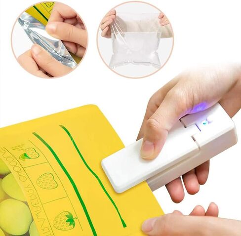 اداة اغلاق اكياس صغيرة محمولة قابلة لاعادة الشحن بتفريغ الهواء، 2 في 1، اداة اغلاق حرارية محمولة 2 في 1 للاكياس البلاستيكية وتخزين الطعام الطازج، البطارية متضمنة in Kuwait