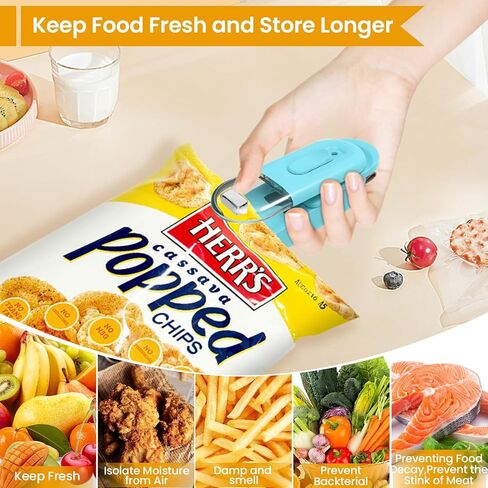اداة اغلاق اكياس صغيرة محمولة باليد 2 في 1 مع قطاعة وحبل قصير للاكياس البلاستيكية وتخزين الطعام والوجبات الخفيفة والحفاظ على الطعام طازجًا. in Kuwait