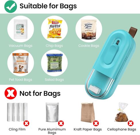 اداة اغلاق اكياس صغيرة محمولة باليد 2 في 1 مع قطاعة وحبل قصير للاكياس البلاستيكية وتخزين الطعام والوجبات الخفيفة والحفاظ على الطعام طازجًا. in Kuwait