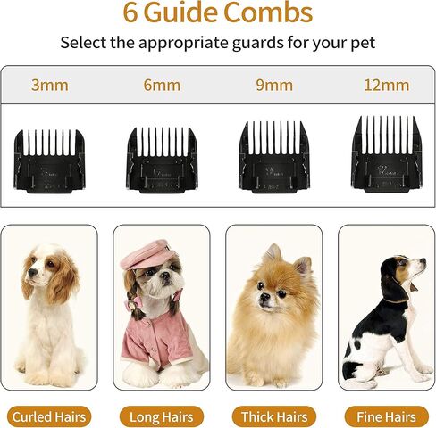 كوسي ماكينة حلاقة شعر الكلاب اللاسلكية القابلة لاعادة الشحن بسرعتين، ماكينة حلاقة شعر الحيوانات الاليفة منخفضة الضوضاء ومقاومة للماء، اداة حلاقة شعر الحيوانات مع مقص in Kuwait