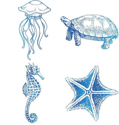 GORGECRAFT 8 Styles 6.3" Sea Animal Window Decals Static Sea Turtles Glass Sliding Door Sticker Clings Non Adhesive Vinyl Film Ocean Bedroom Bathroom Decals for Prevent Stop Birds Dogs Pets Strikes in Saudi Arabia