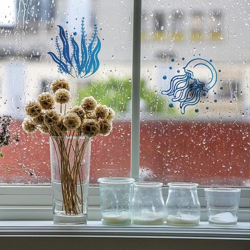 GORGECRAFT 8 Styles 6.3" Sea Animal Window Decals Static Sea Turtles Glass Sliding Door Sticker Clings Non Adhesive Vinyl Film Ocean Bedroom Bathroom Decals for Prevent Stop Birds Dogs Pets Strikes in Saudi Arabia