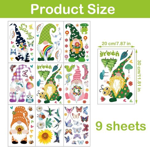 UOMNICUE Spring Gnome Window Clings, 9 Sheets Double Sided Colorful Faceless Gnome Butterfly Bee Birds Flowers Window Decals Stickers for Home Classroom Spring Holiday Party Supplies Glass Decoration in Kuwait